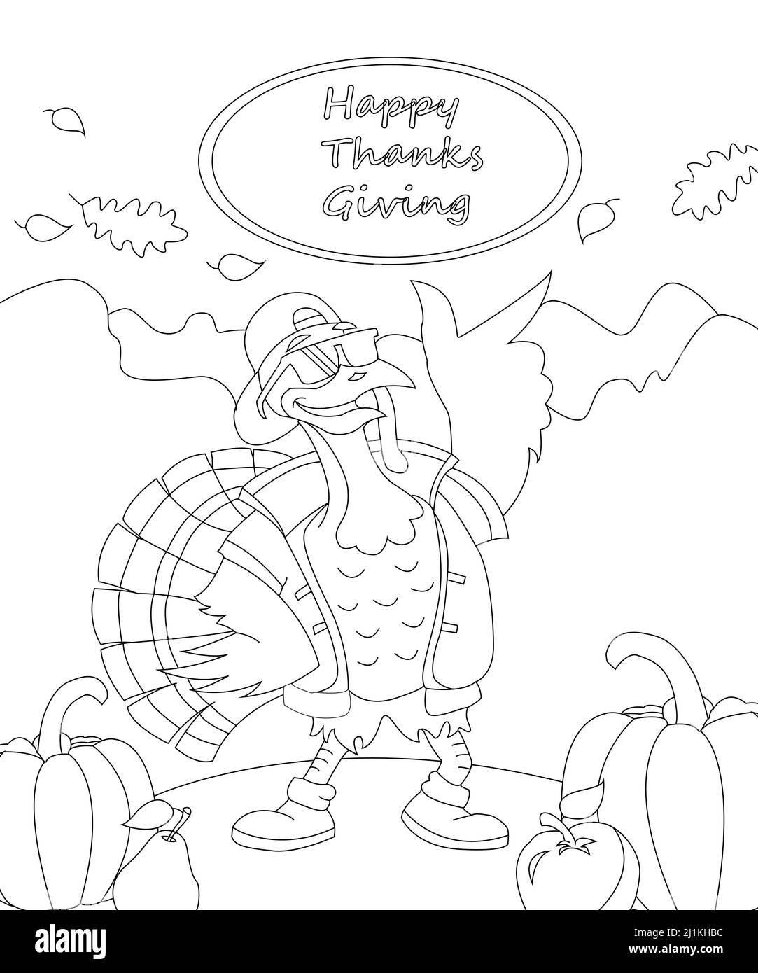 Thanks Giving Coloring Page For kids and aduls Stock Photo