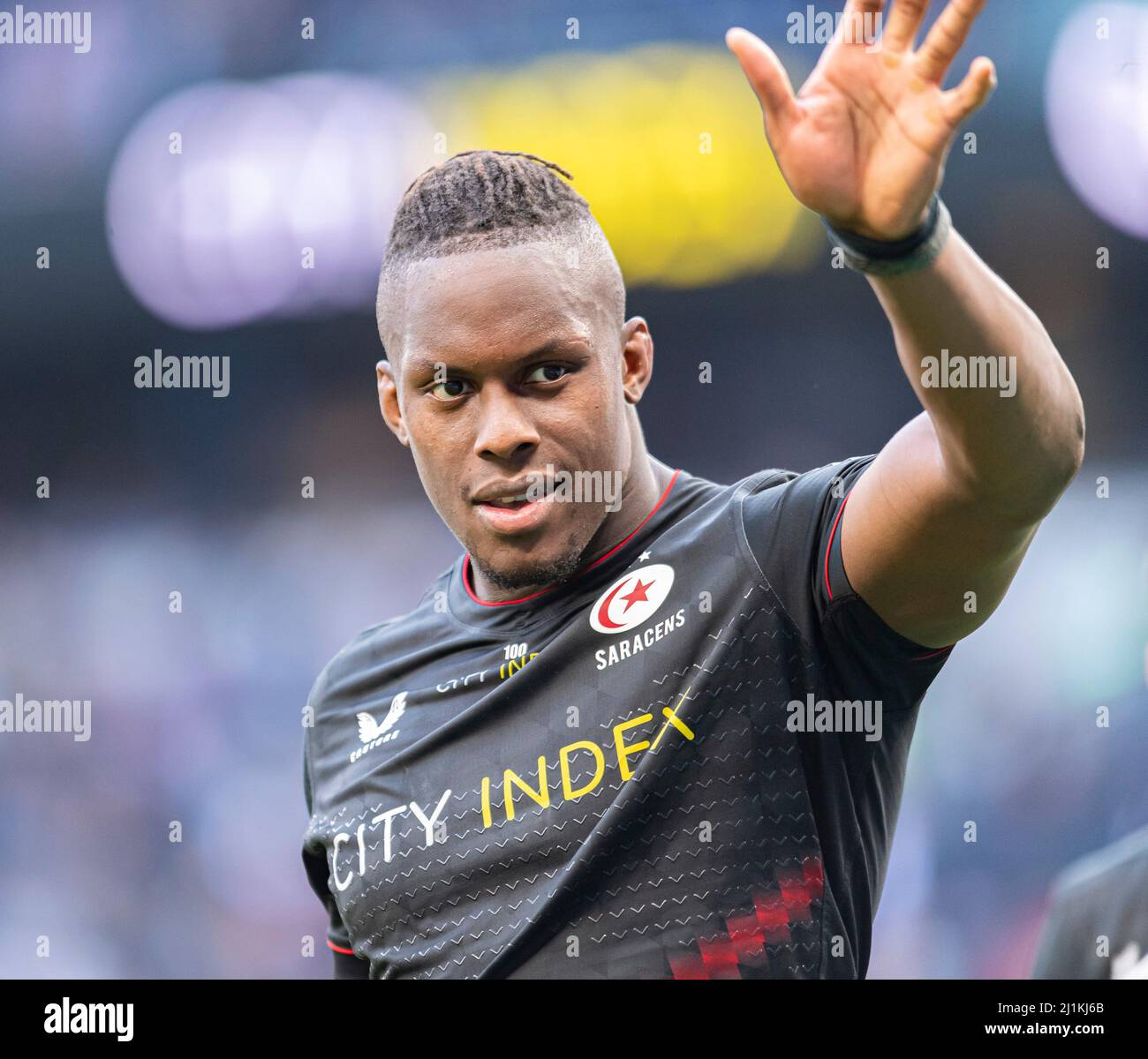 LONDON, UNITED KINGDOM. 26th, Mar 2022. Maro Itoje of Saracens during Gallagher Premiership Rugby - Saracens vs Bristol Bears at Tottenham Hotspur Stadium on Saturday, 26 March 2022. LONDON ENGLAND.  Credit: Taka G Wu/Alamy Live News Stock Photo