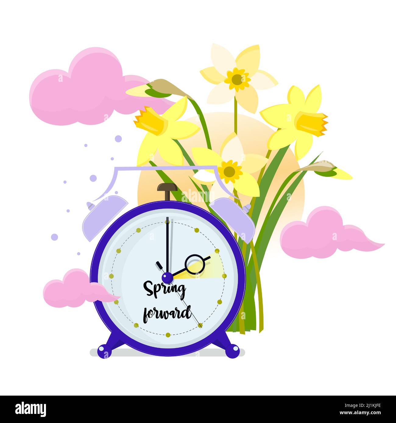 Premium Vector  Daylight saving time march 12 2023 concept clock set to an  hour ahead spring forward summer time