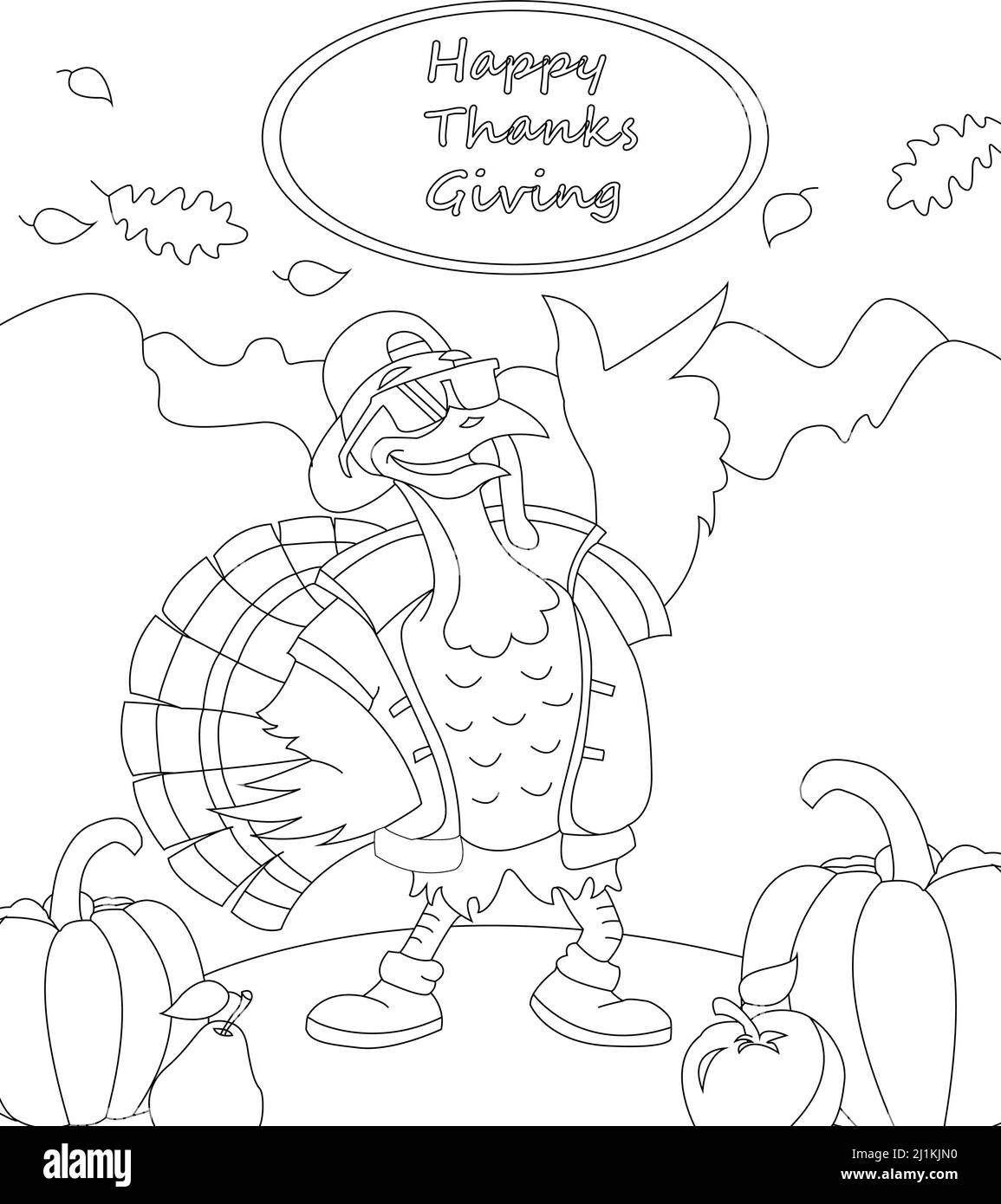 Thanks Giving Coloring Page For kids and aduls Stock Vector