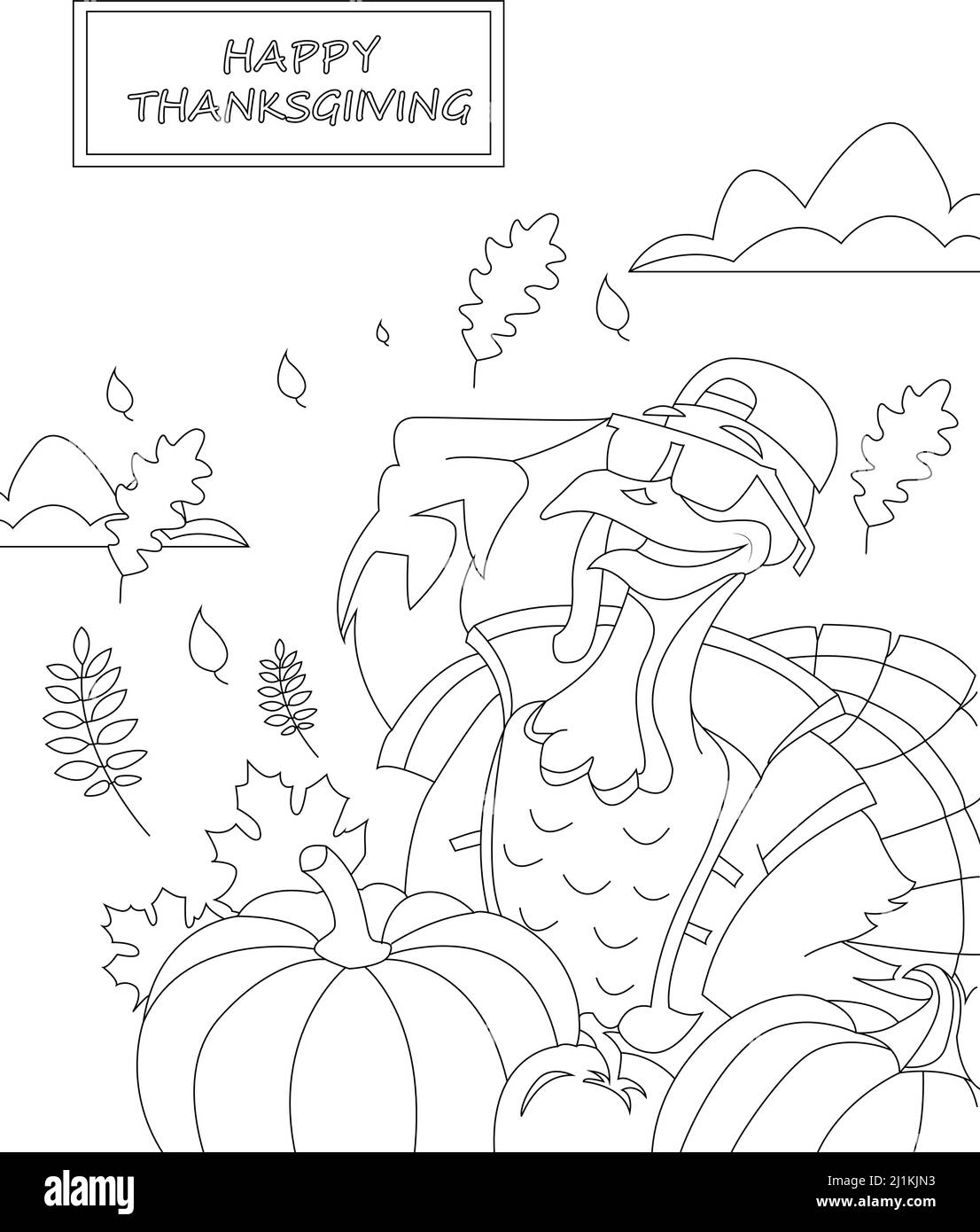 Thanks Giving Coloring Page For kids and aduls Stock Vector