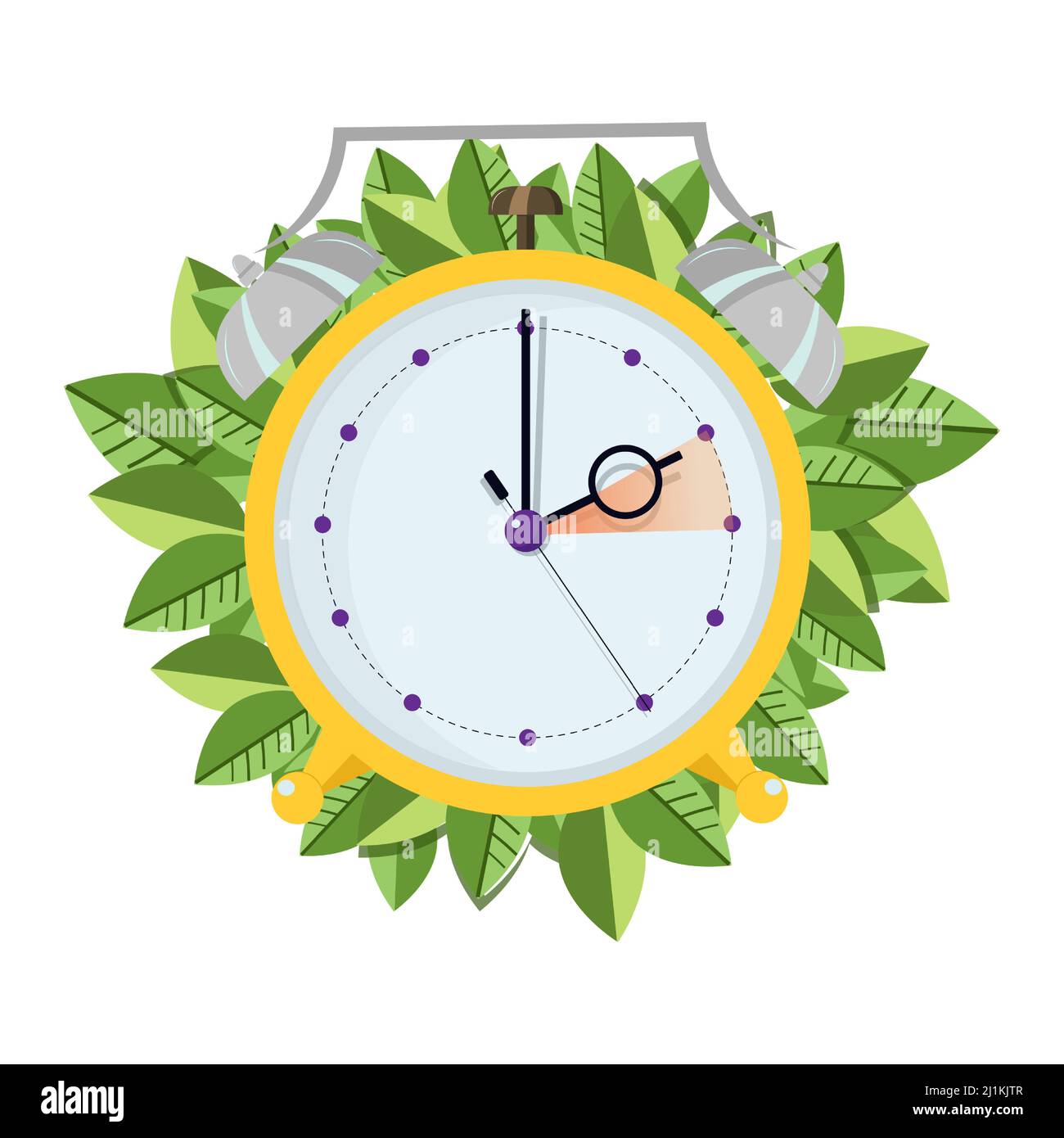 Daylight Saving Time ends concept. The hand of the clocks turning to winter  and summer time. Vector illustration in modern flat style design. Stock  Vector