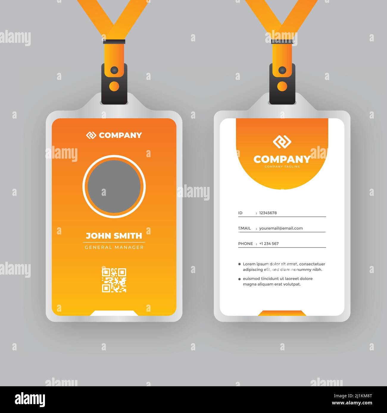 Abstract Orange Gradient Professional Id Card Design Templates Free To  Downloaded Stock Vector Image & Art - Alamy