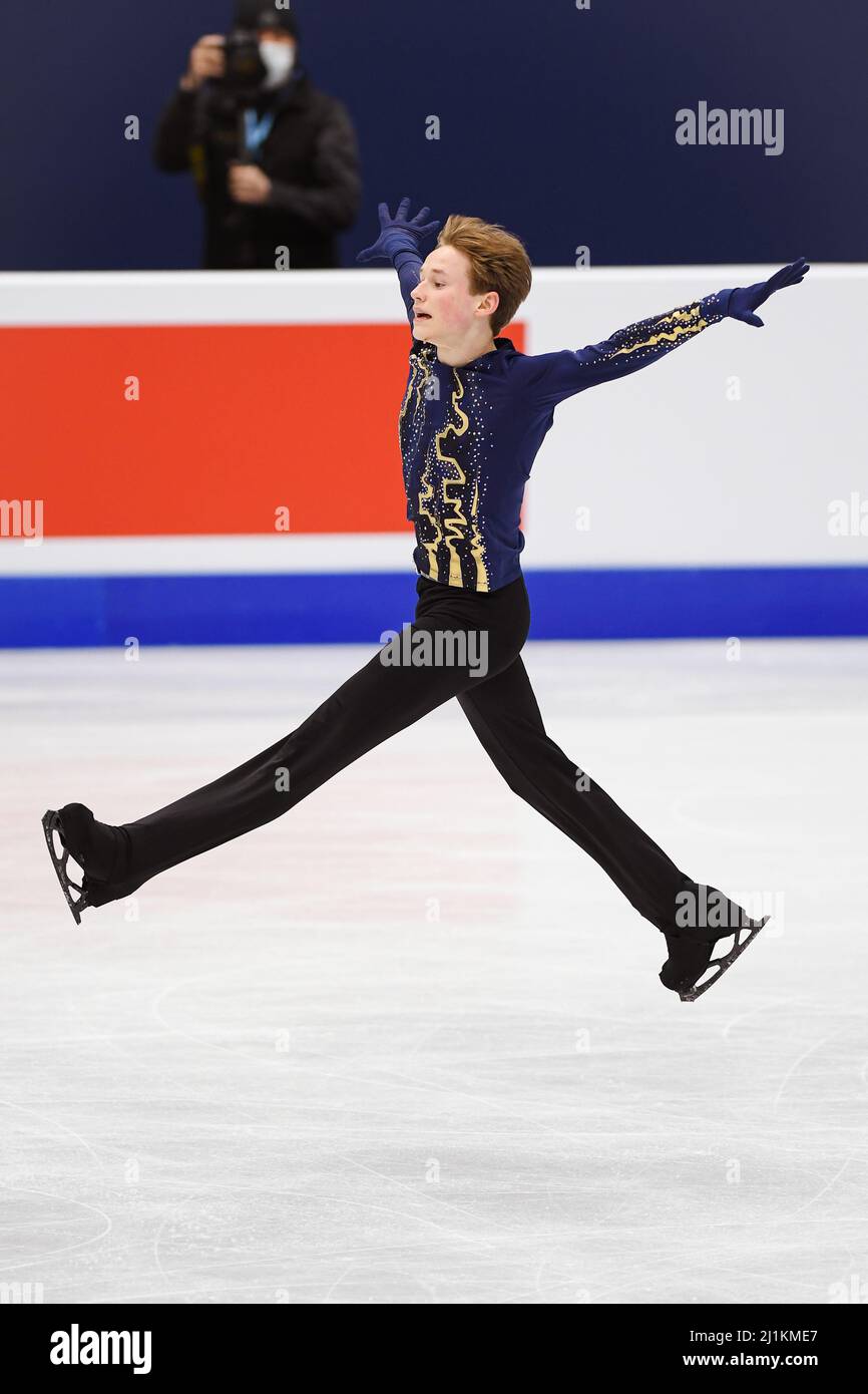 Ilia MALININ (USA), during Men Free Skating, at the ISU World Figure Skating Championships 2022 at Sud de France Arena, on March 26, 2022 in Montpellier Occitanie, France
