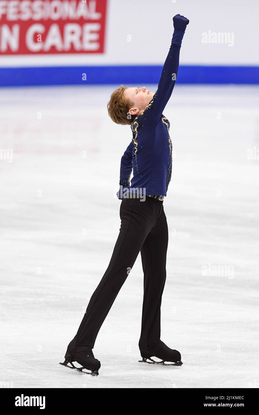 Ilia MALININ (USA), during Men Free Skating, at the ISU World Figure Skating Championships 2022 at Sud de France Arena, on March 26, 2022 in Montpellier Occitanie, France