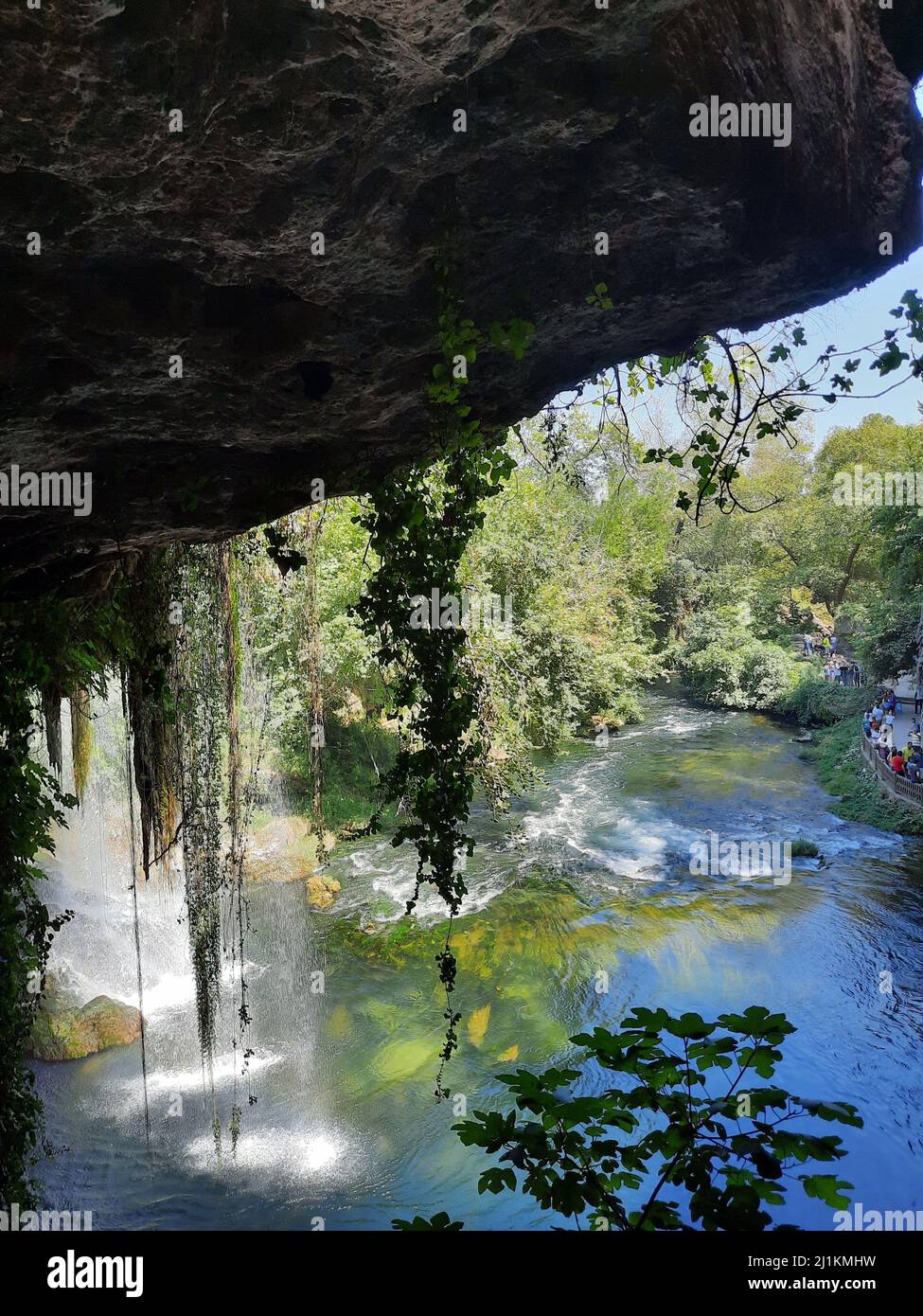 Antalya,Turkey- July 11 2021: Antalya Duden Waterfall as known as “Duden Selalesi Stock Photo