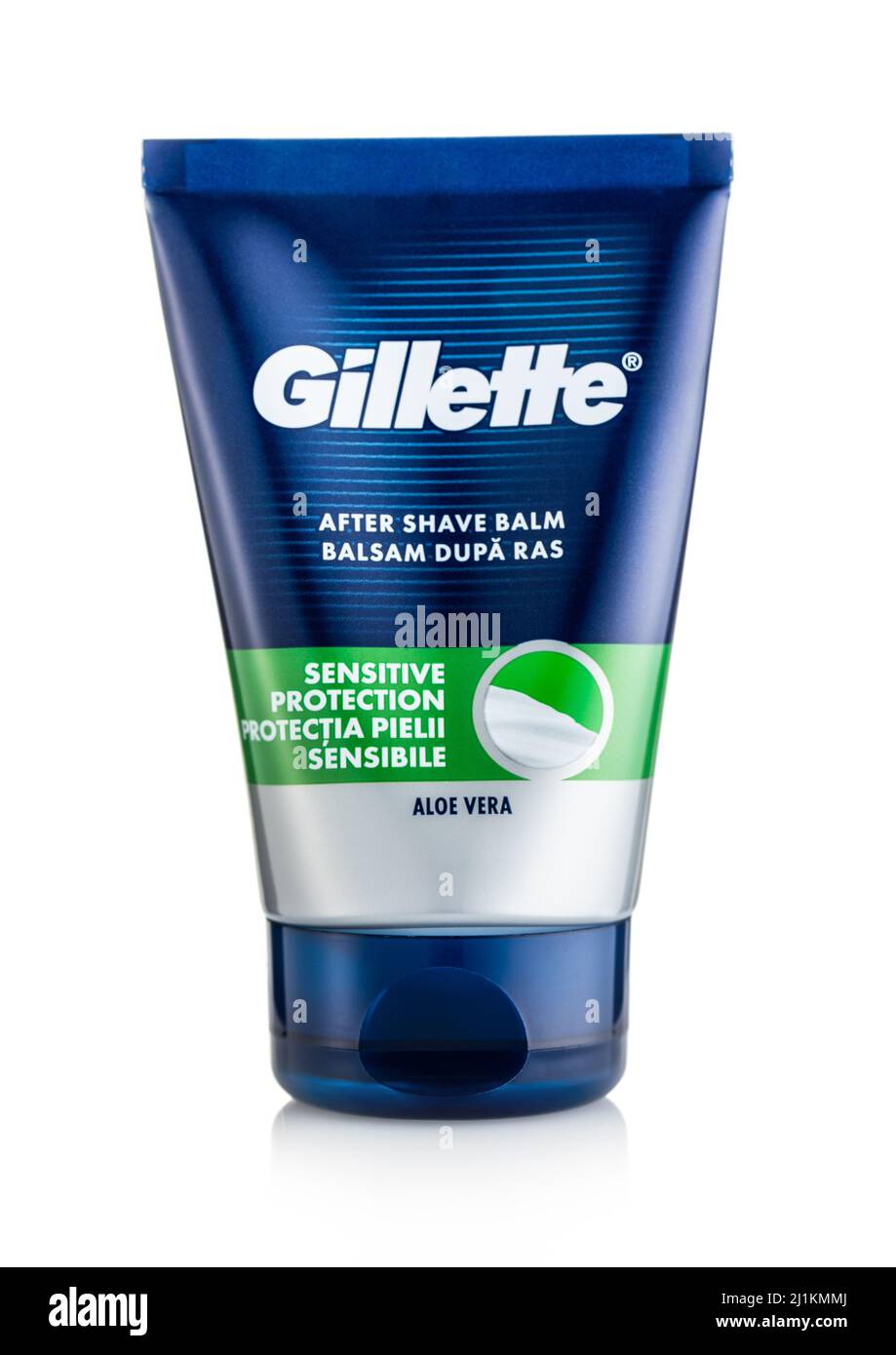 LONDON,UK MARCH 05,2022 Gillette after shave balm with aloe vera on white Stock Photo Alamy