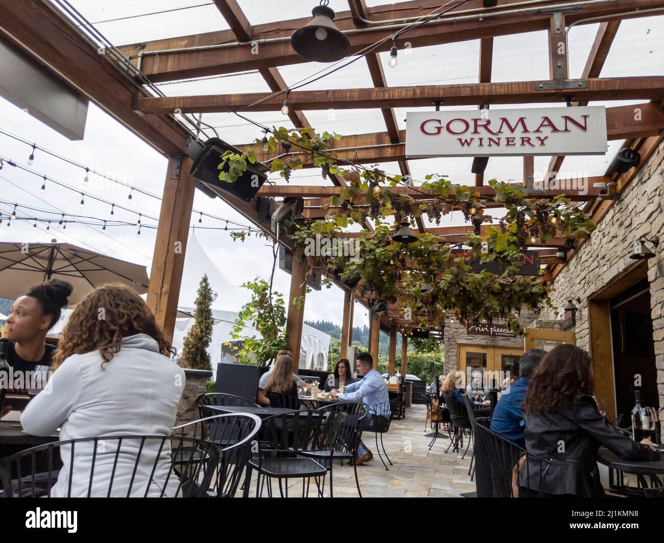 Woodinville, WA USA circa August 2021 People dining and drinking in