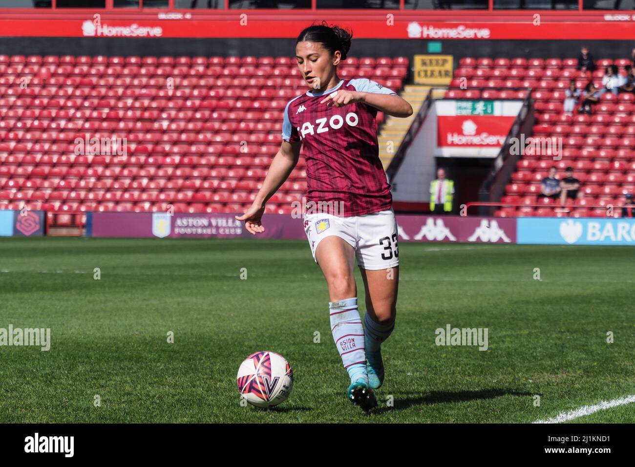 Walsall, UK. 26th Mar, 2022. Mayumi Pacheco (33 Aston Villa) on the ball during the Barclays FA Womens Super League match between Aston Villa and Reading at Banks's Stadium in Walsall, England Natalie Mincher/SPP Credit: SPP Sport Press Photo. /Alamy Live News Stock Photo