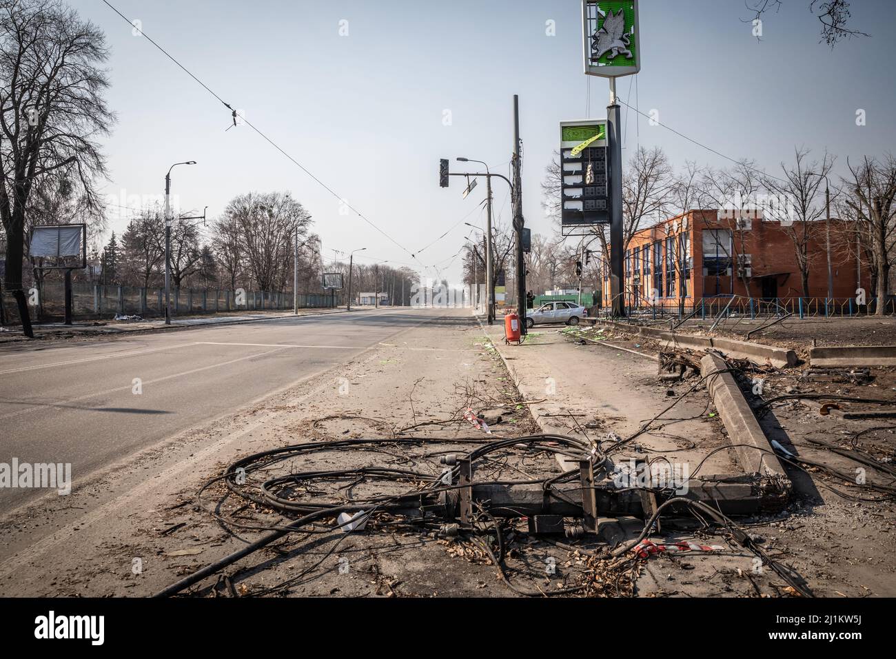 Destroyed traffic light column in Kyiv Stock Photo Alamy