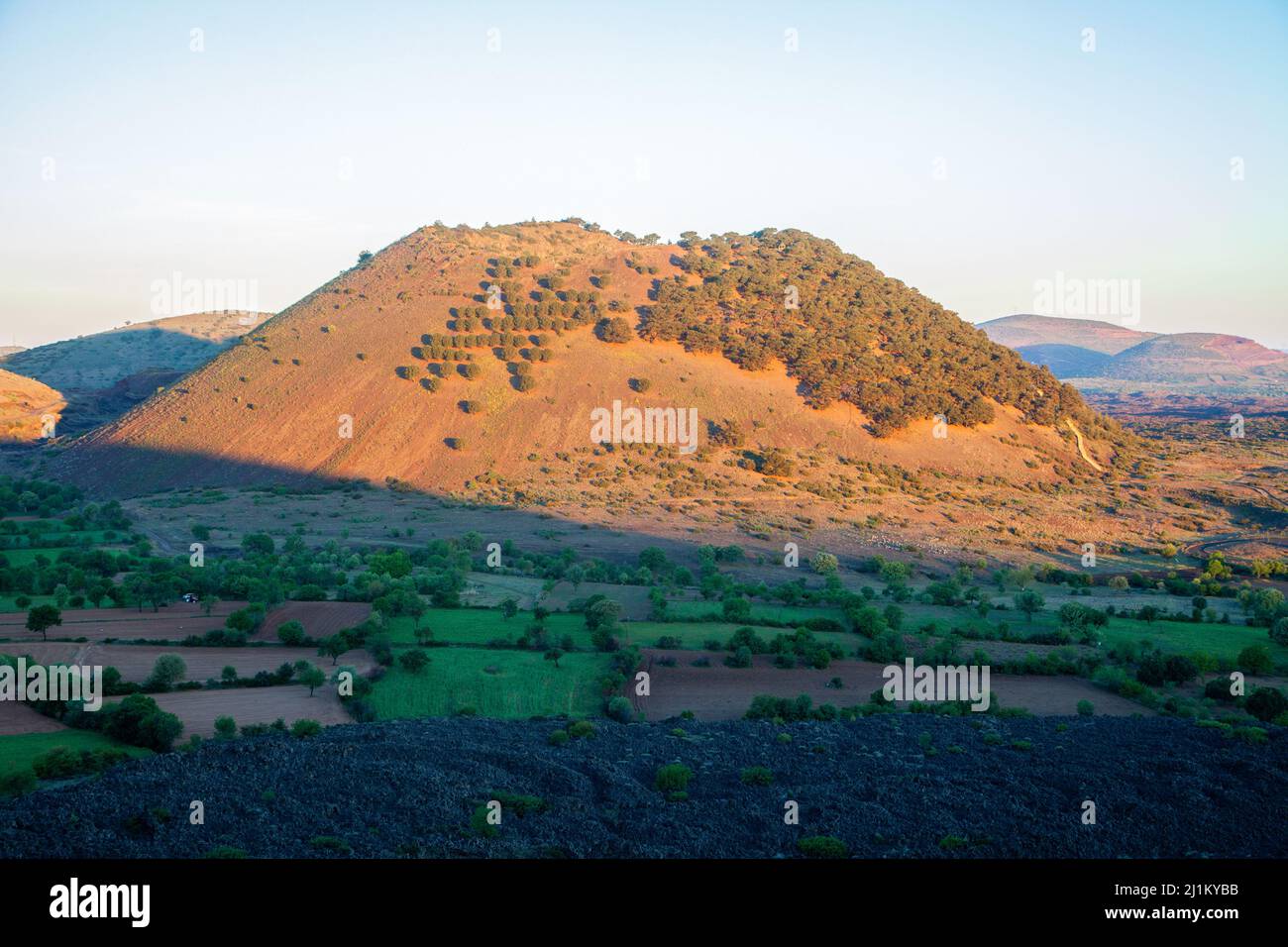 View of inactive Kula Volcano, country of Turkey Stock Photo