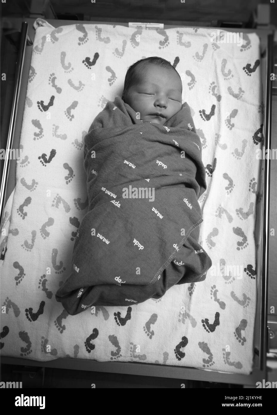 Newborn Baby only Hours Old in the Hospital Stock Photo