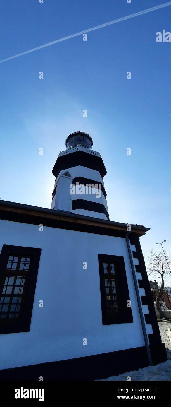 Istanbul,Turkey- February 12 2022: Sile Lighthouse, Touristic Cultural Day Trip in Istanbul Stock Photo