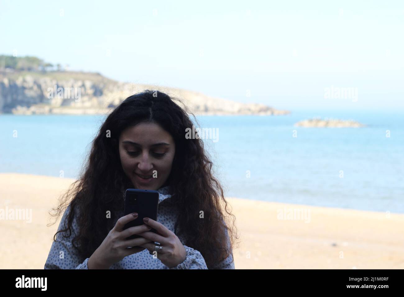 Istanbul,Turkey- February 12 2022: A beach in Sile, sunny day trip on the seaside, traveler’s aspect. Stock Photo