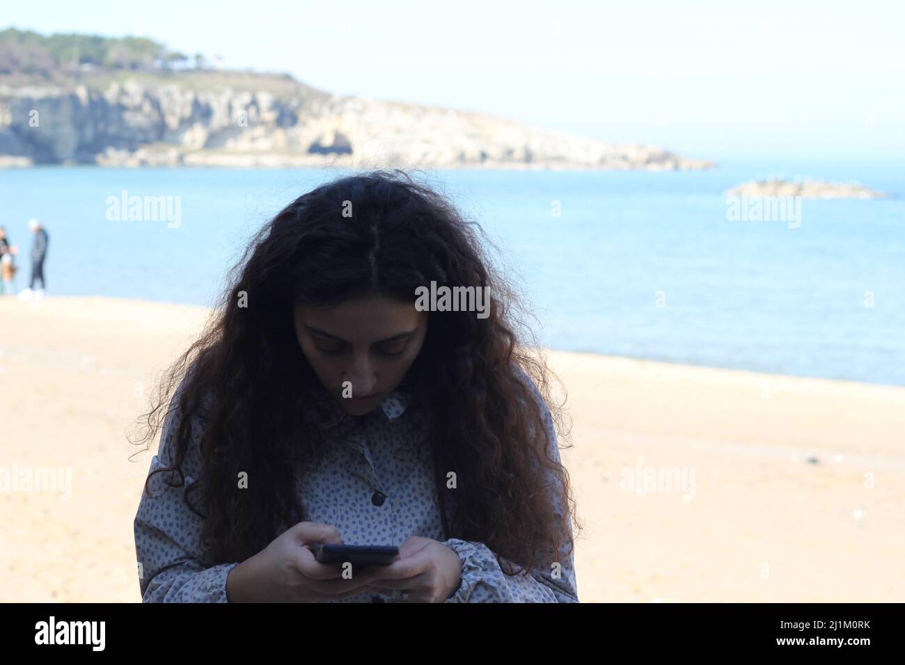 Istanbul,Turkey- February 12 2022: A beach in Sile, sunny day trip on the seaside, traveler’s aspect. Stock Photo