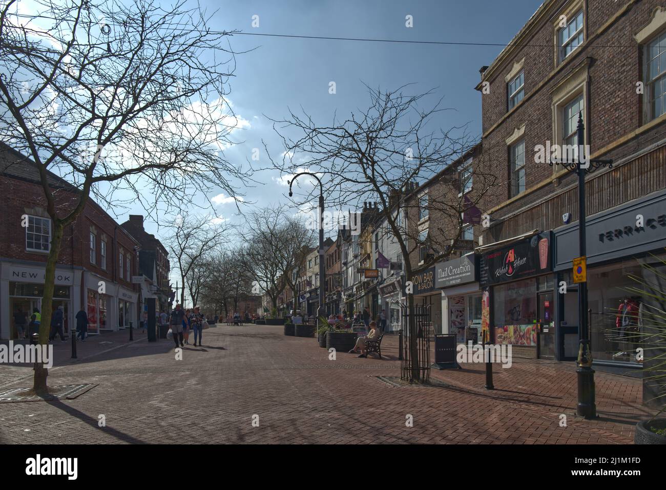 images of NewcastleunderLyme in Staffordshire including town centre Seabridge School, shops