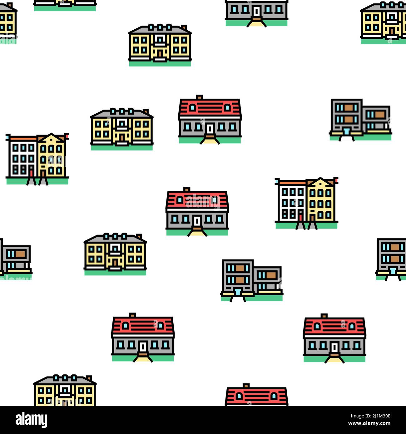 House Architectural Exterior Vector Seamless Pattern Stock Vector Image ...