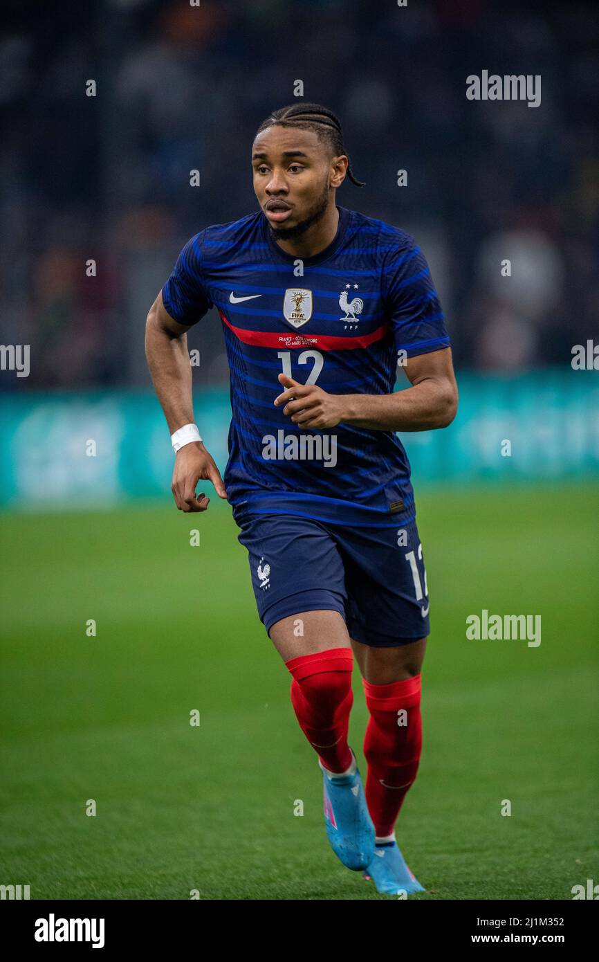 MARSEILLE, FRANCE - MARCH 25: Christopher Nkunku of France during the international friendly match between France and Ivory Coast at Orange Velodrome Stock Photo