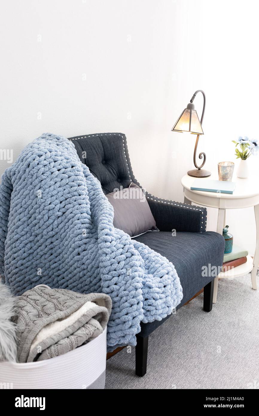 Cozy Reading Nook at Home Stock Photo