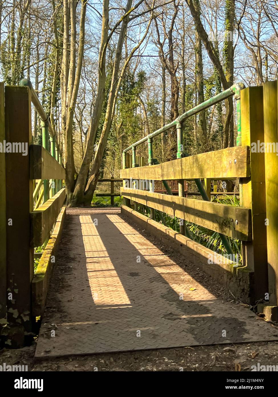 a wooden footbridge over the river avon in the Scotchel Nature Reserve