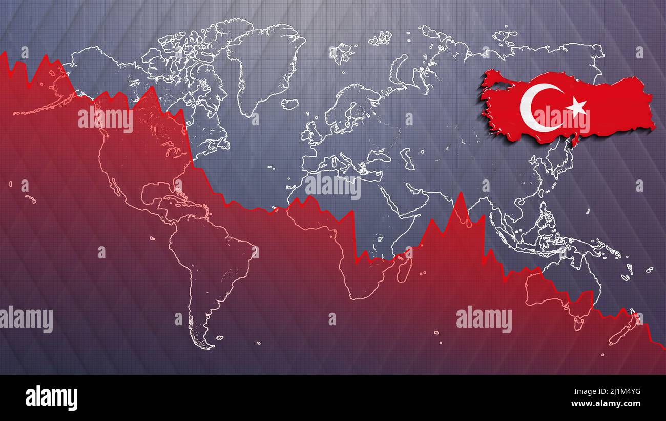 Economic crisis Turkey map and flag, recession Stock Photo Alamy
