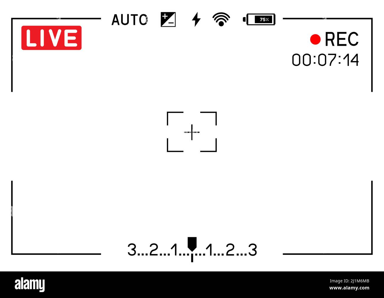 camera viewfinder with live filming records sign Stock Vector Image