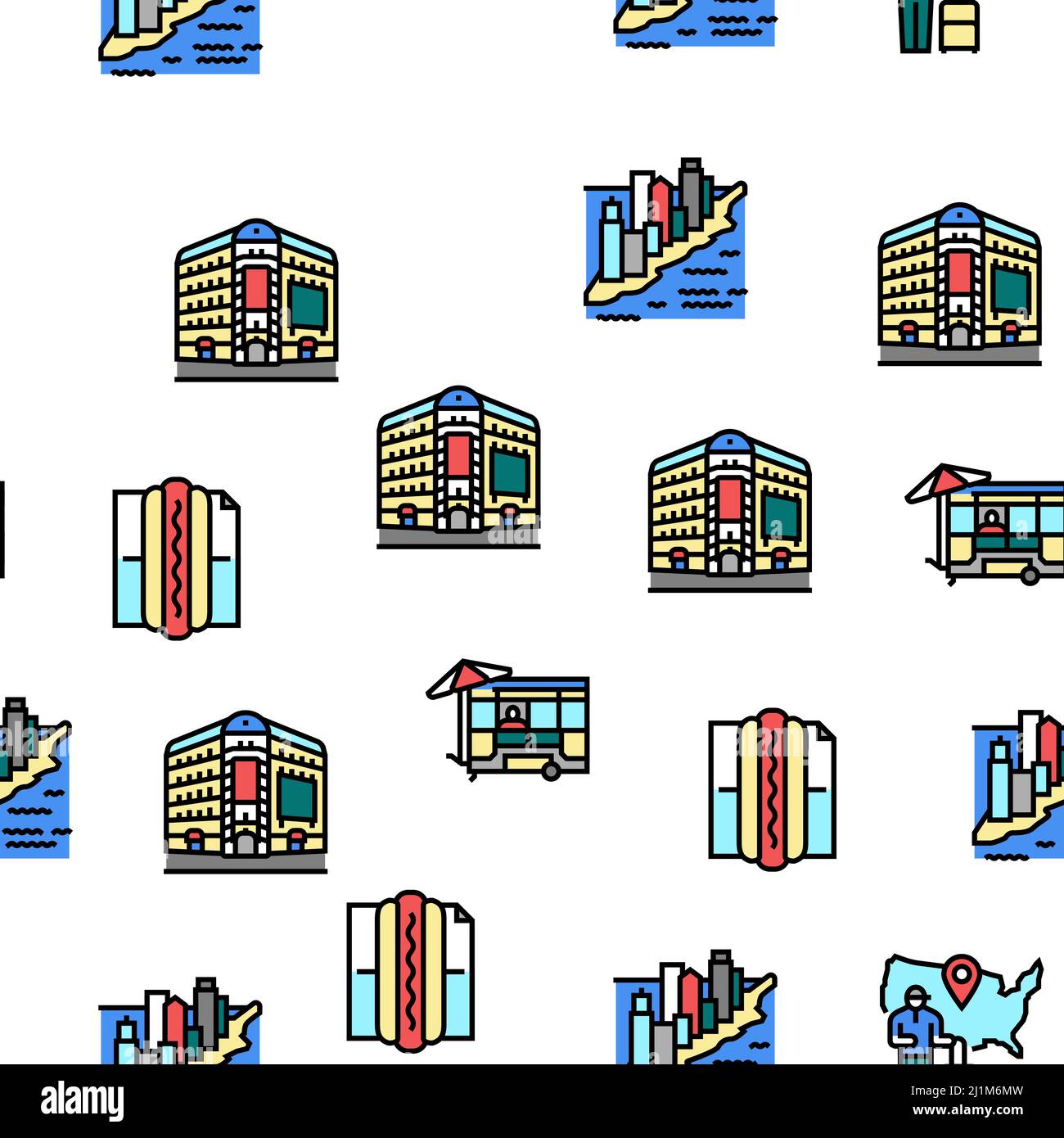 New York American City Landmarks Vector Seamless Pattern Stock Vector ...