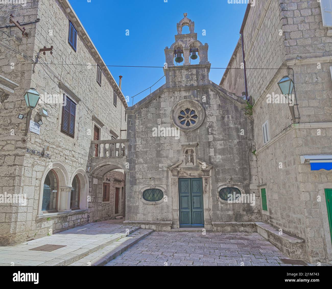 St Michael Church in The Old medieval town of Korcula Stock Photo