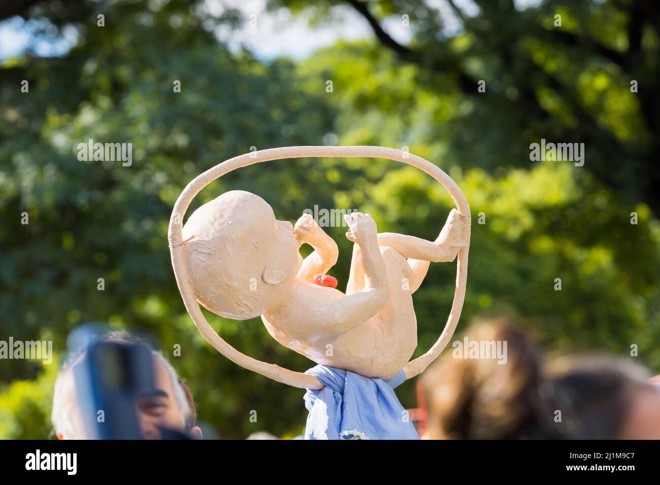 Argentina, Buenos Aires, 26th March 2022. The seventh March for Life was held in defense of the rights of unborn children, the family, the integrity of women and against the legalization of abortion, among other slogans. The March for Life took place in the Federal Capital and in different parts of the country. Esteban Osorio/Alamy Live News Stock Photo