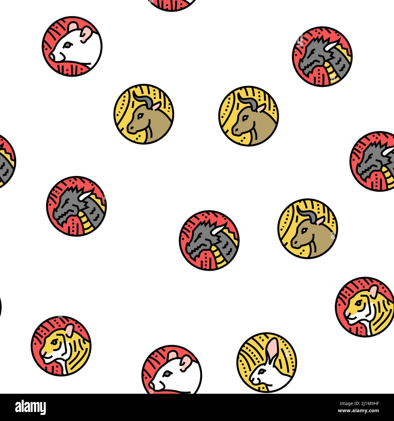 Chinese Horoscope And Accessory Vector Seamless Pattern Stock Vector ...