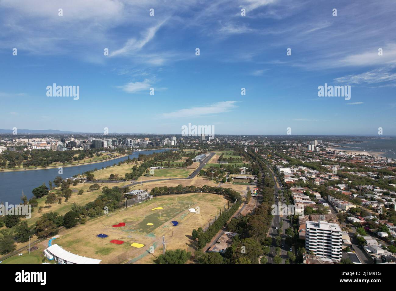 An aerial view of the city and river Stock Photo - Alamy
