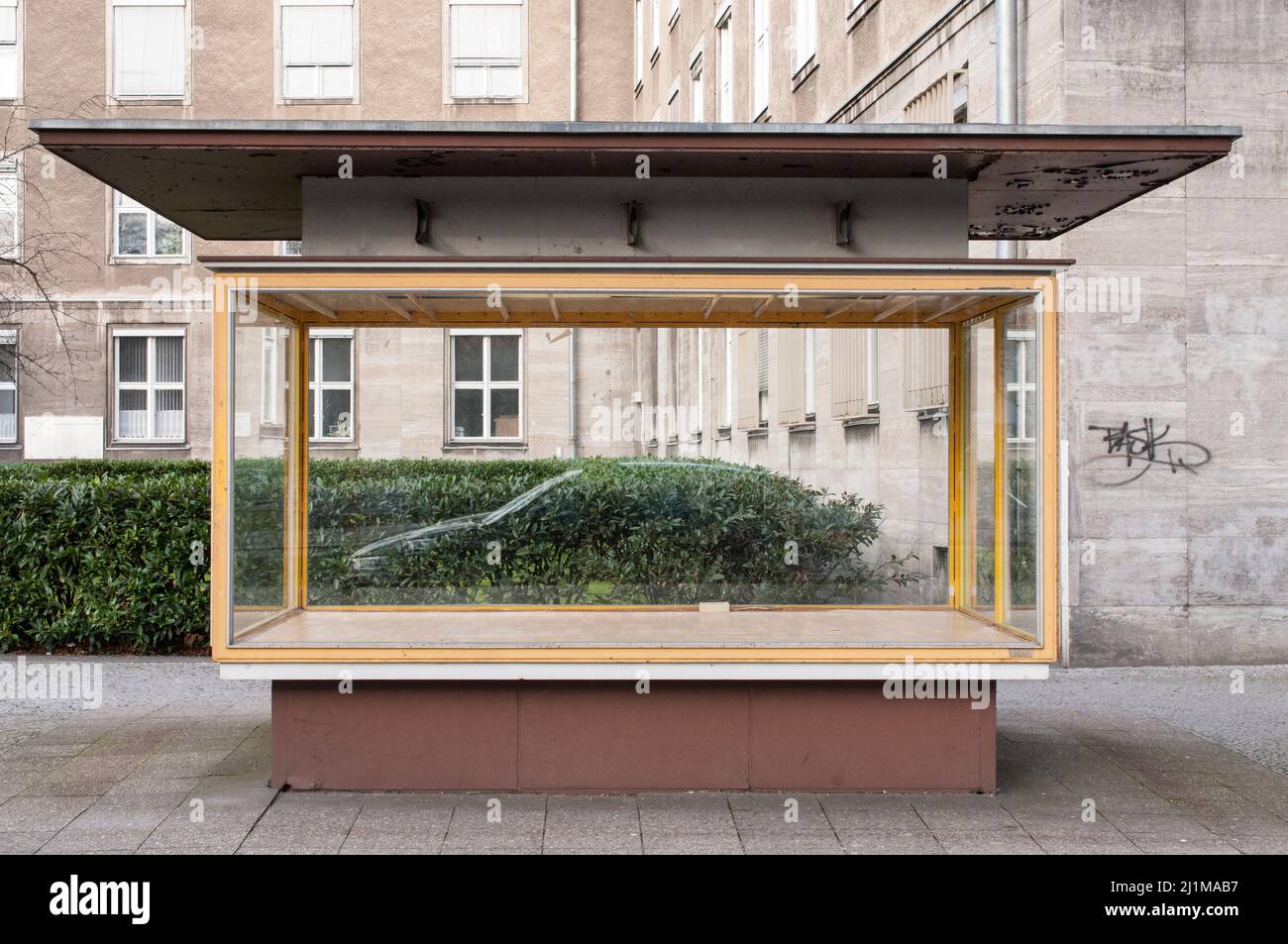 Showcase - exhibition space Turmstraße in front of the City hall, Moabit Berlin Stock Photo