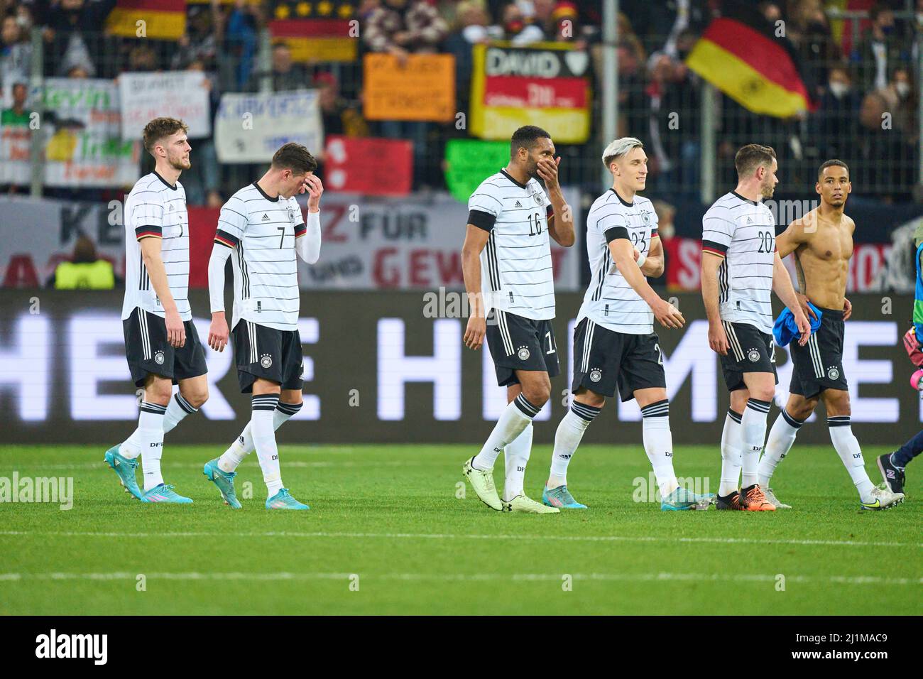 DFB Team sad after the match in the friendly match GERMANY - ISRAEL Preparation for World Championships 2022 in Qatar ,Season 2021/2022, on Mar 26, 2022  in Sinsheim, Germany.  © Peter Schatz / Alamy Live News Stock Photo