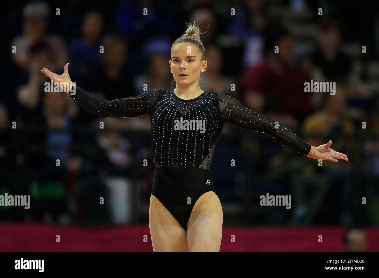 Liverpool, UK. 26th Mar, 2022. Alice Kinsella of Park Wrekin Gymnastics club performs her floor