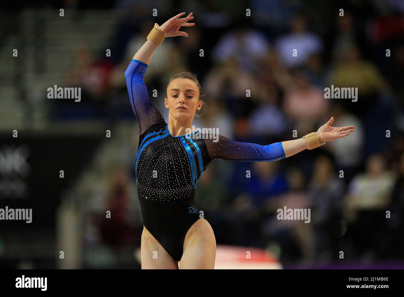 Liverpool, UK. 26th Mar, 2022. Shannon Archer of South Essex Gymnastics Club performs her floor routine in Liverpool, United Kingdom on 3/26/2022. (Photo by Conor Molloy/News Images/Sipa USA) Credit: Sipa USA/Alamy Live News Stock Photo