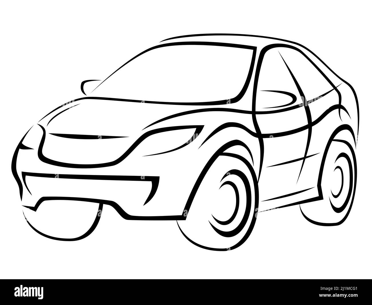 Illustration of a popular SUV car with an aggressive dynamic silhouette Stock Photo