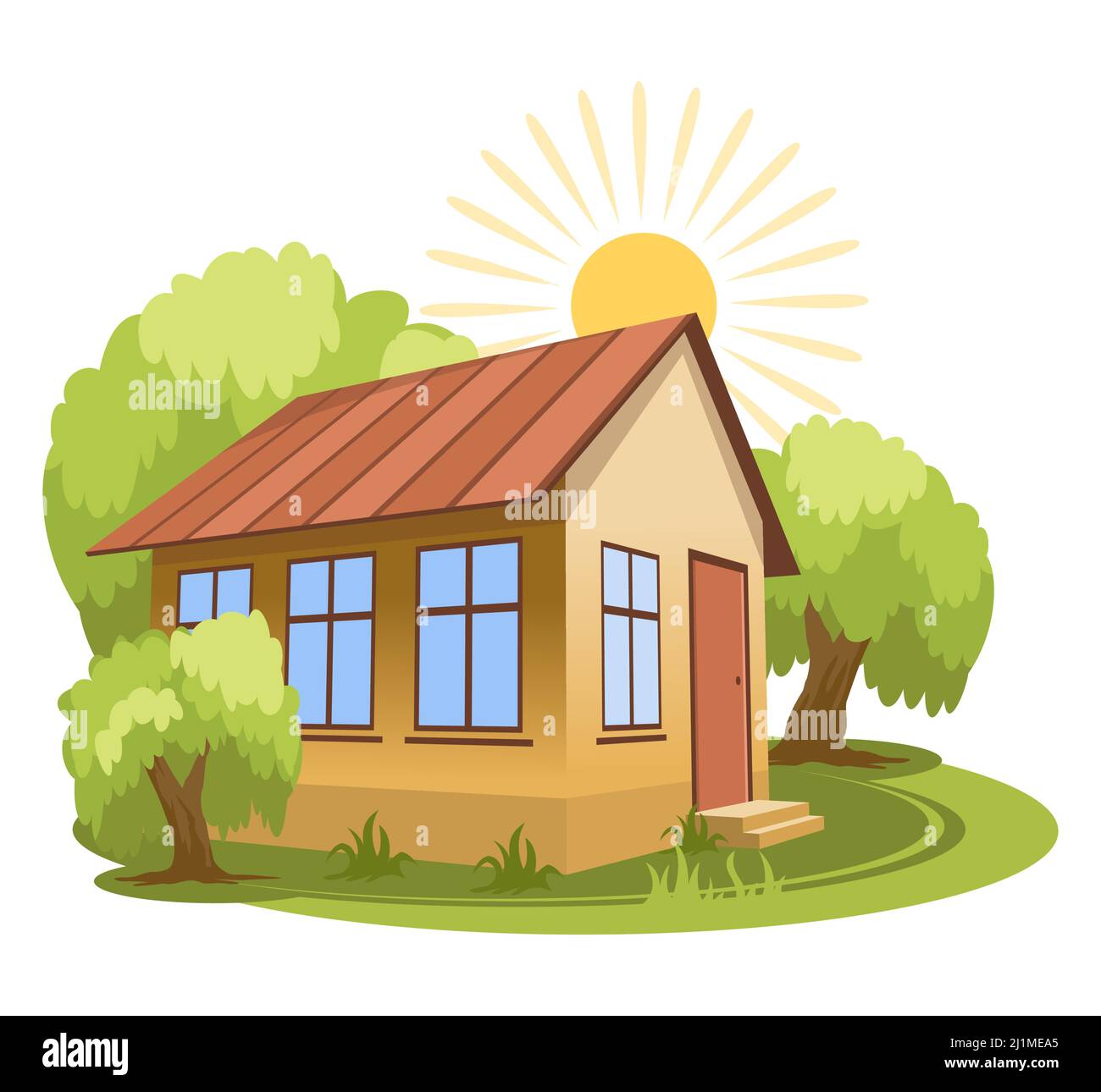 Summer landscape. House surrounded by trees Stock Vector Image & Art ...