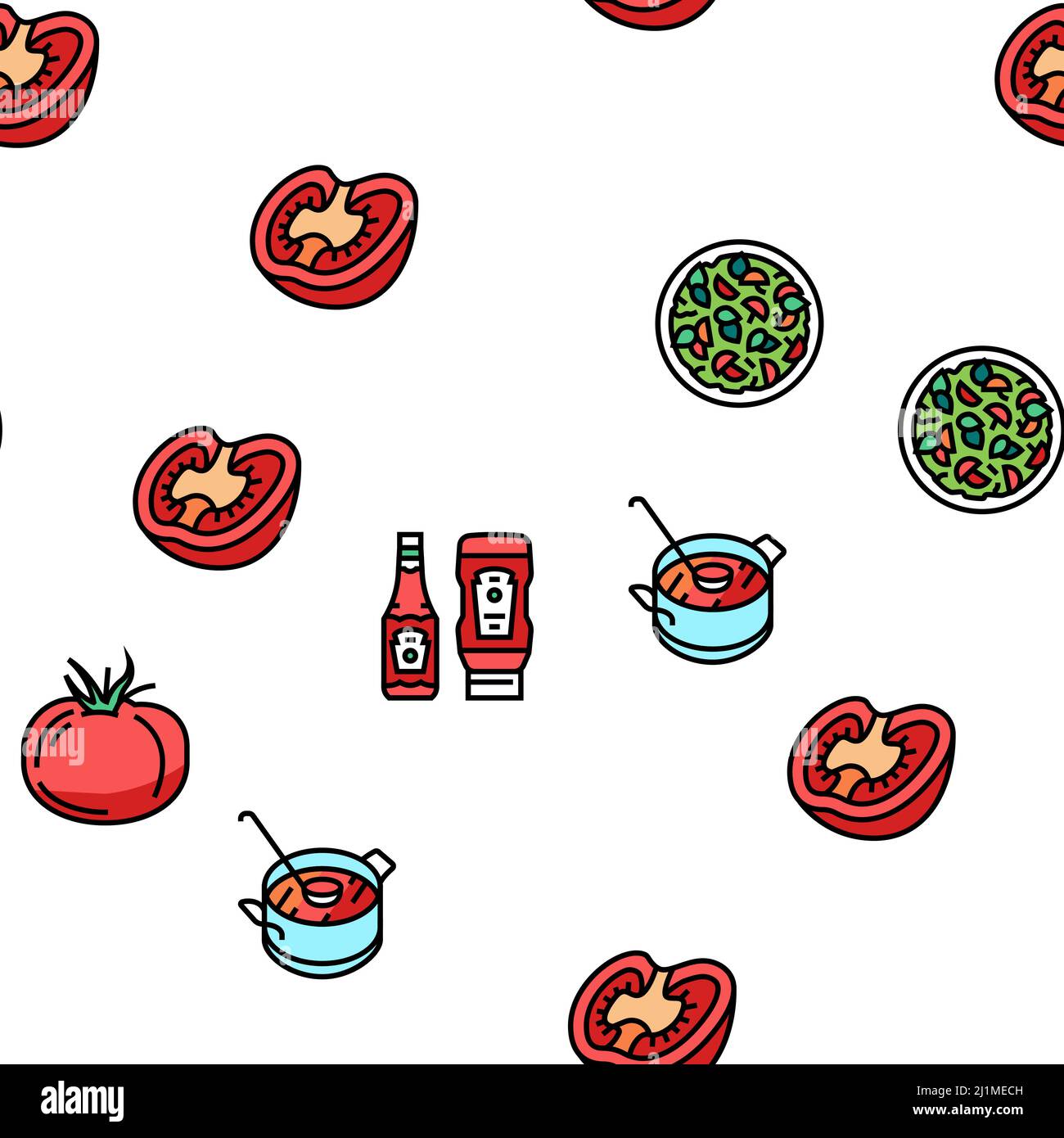 Tomato Natural Vitamin Vegetable Vector Seamless Pattern Stock Vector ...