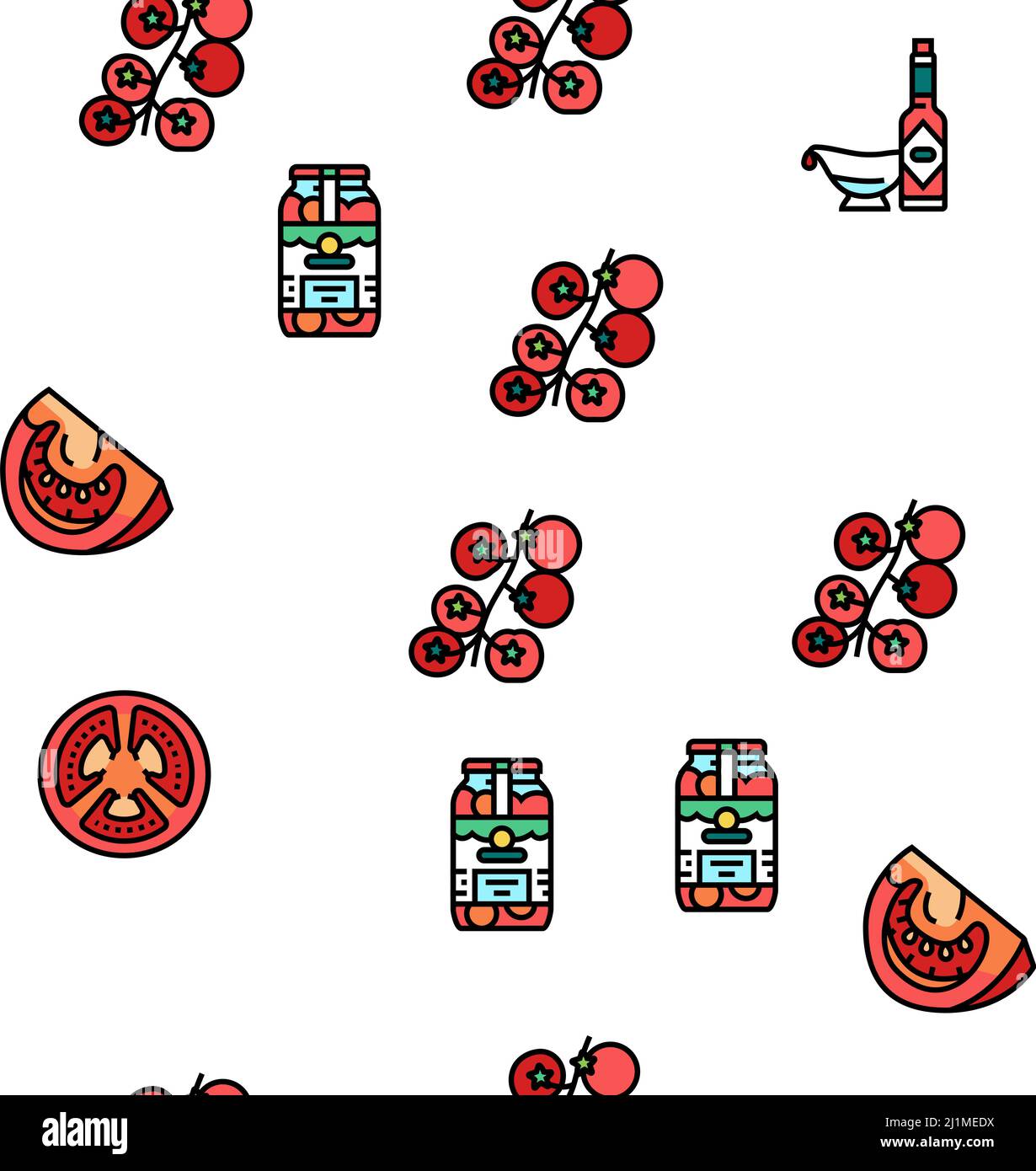Tomato Natural Vitamin Vegetable Vector Seamless Pattern Stock Vector ...