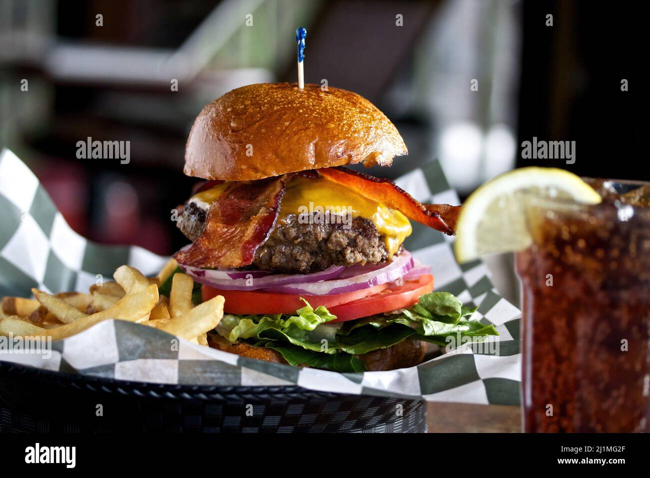 Cheeseburger at a Restaurant Stock Photo Alamy