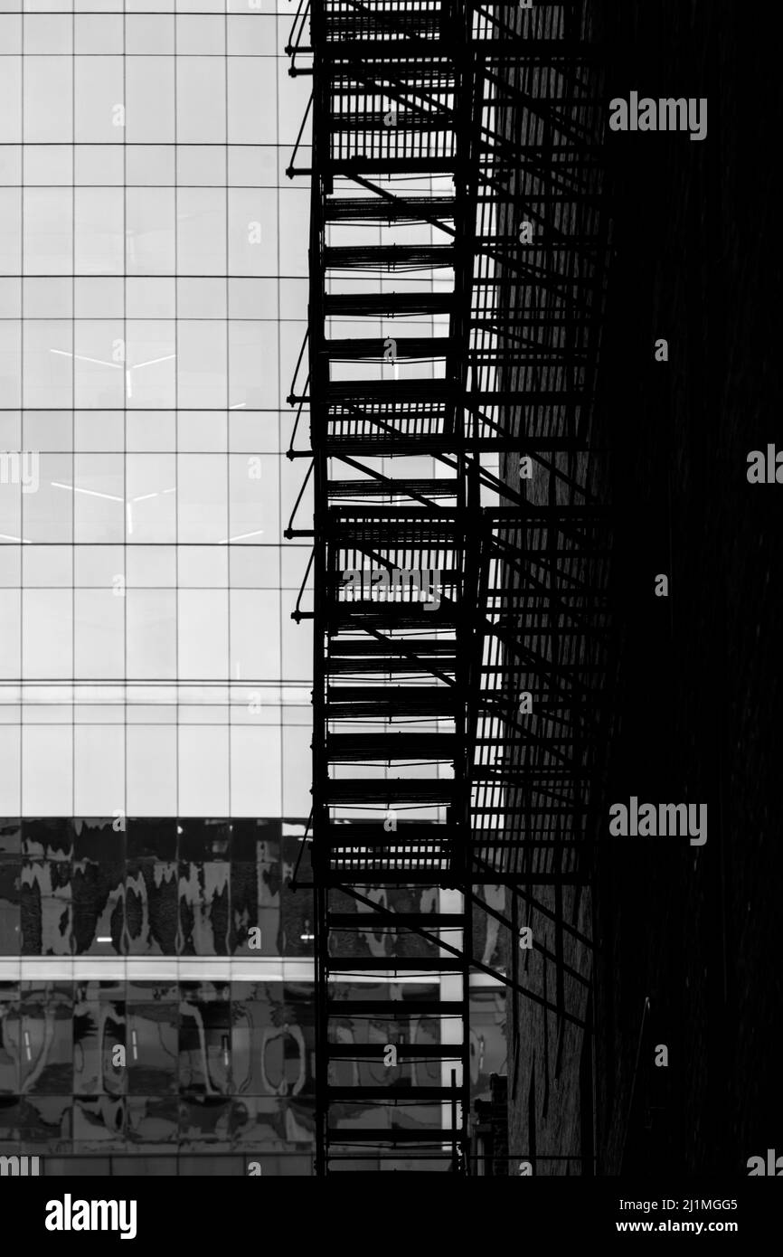 conceptual architecture in urban setting black and white building