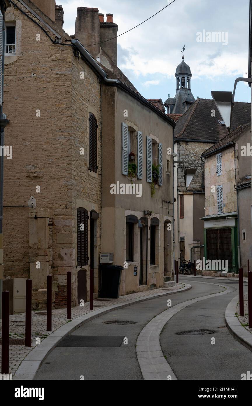 Street view in small old town in Burgundy region