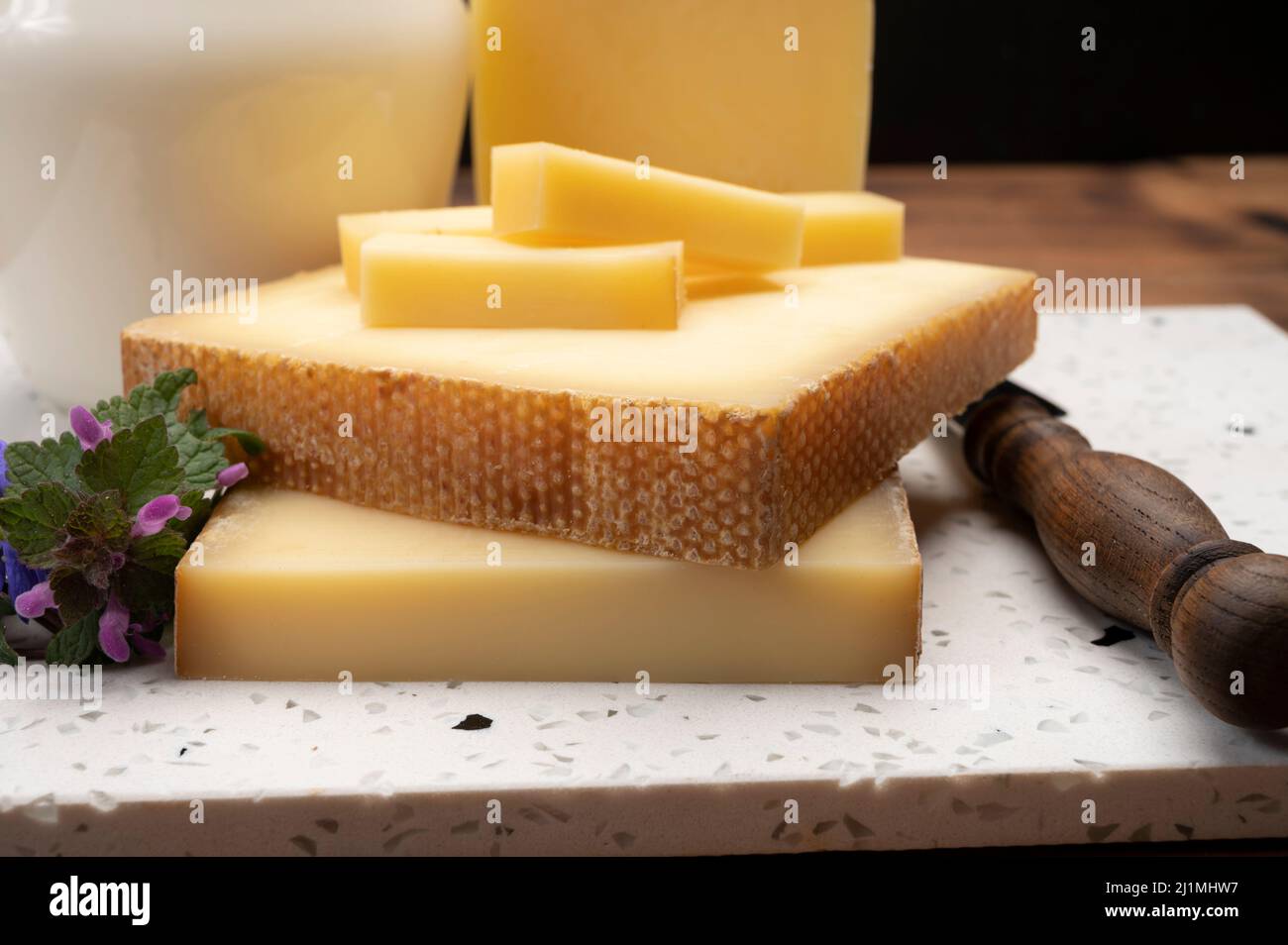 Swiss cheese collection, gruyere cheese made from unpasteurized cow's