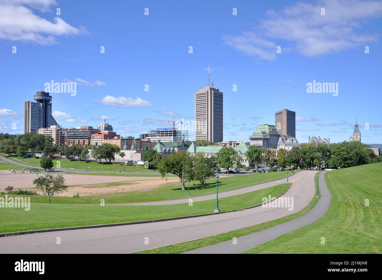 Quebec Modern City Skyline, view from Parc des ChampsdeBataille