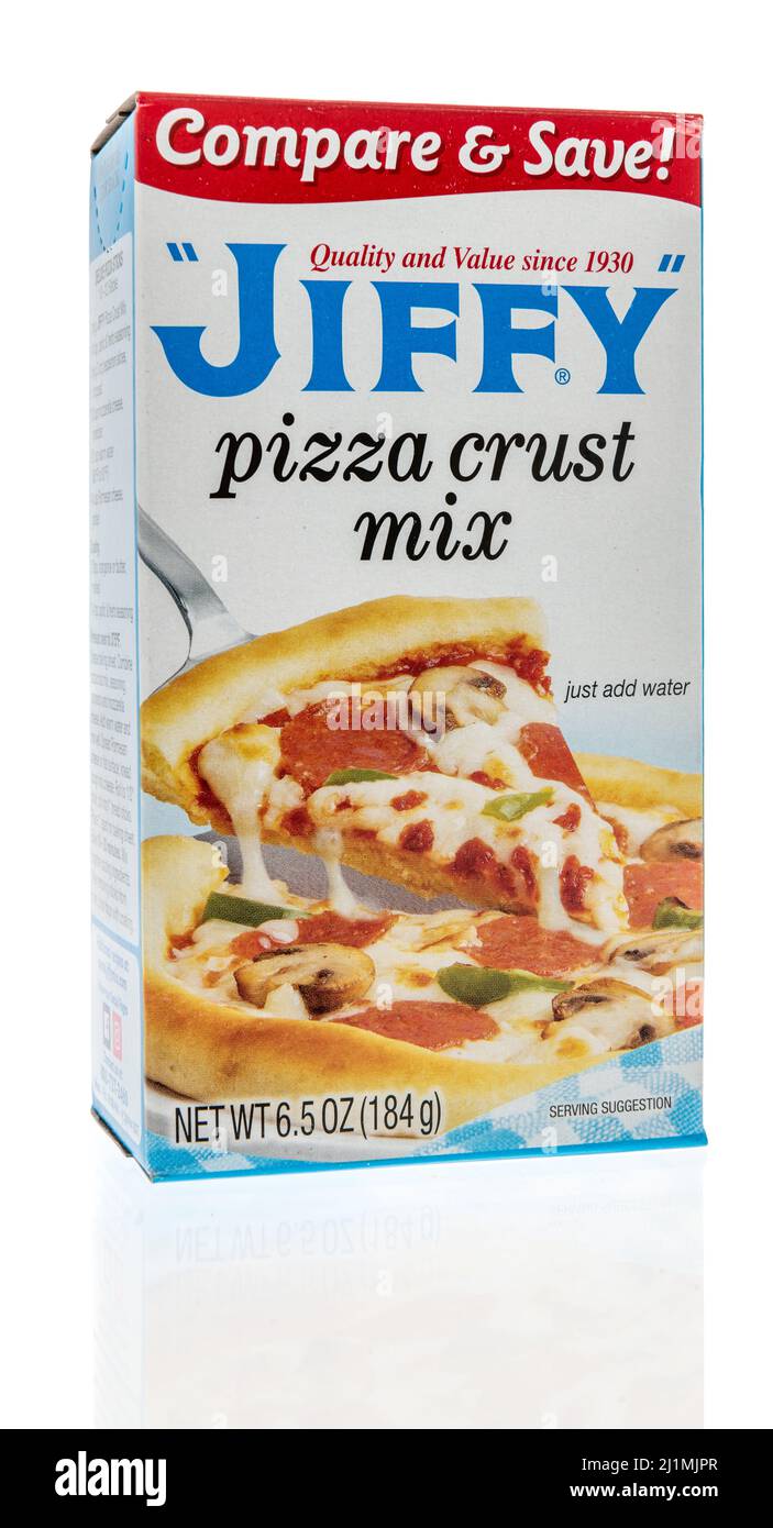 Winneconne, WI 24 March 2021 A package of Jiffy pizza crust mix on an