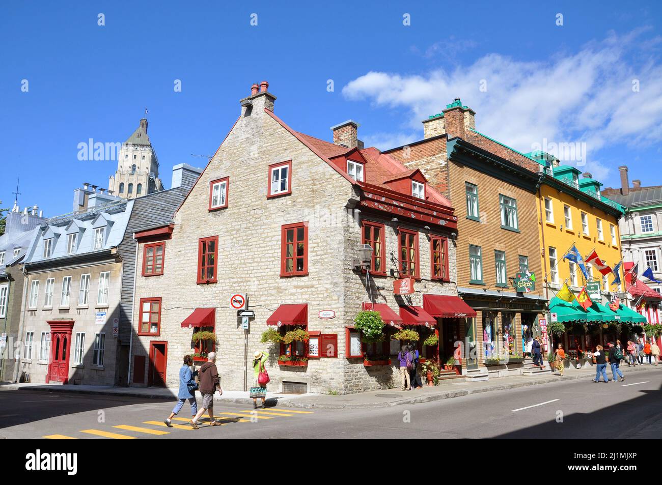 Quebec Building Style Historic French style commercial building at 44 Rue Saint-Louis Street ...