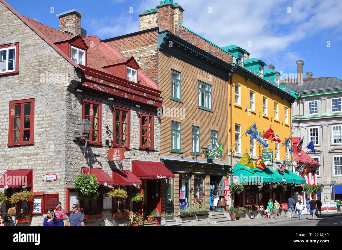 Quebec Building Style Historic French style commercial building at 44 Rue Saint-Louis Street ...