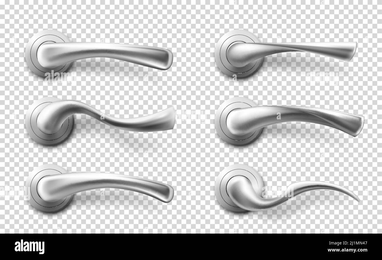 Metal door handles for room interior in office, home or hotel. Vector