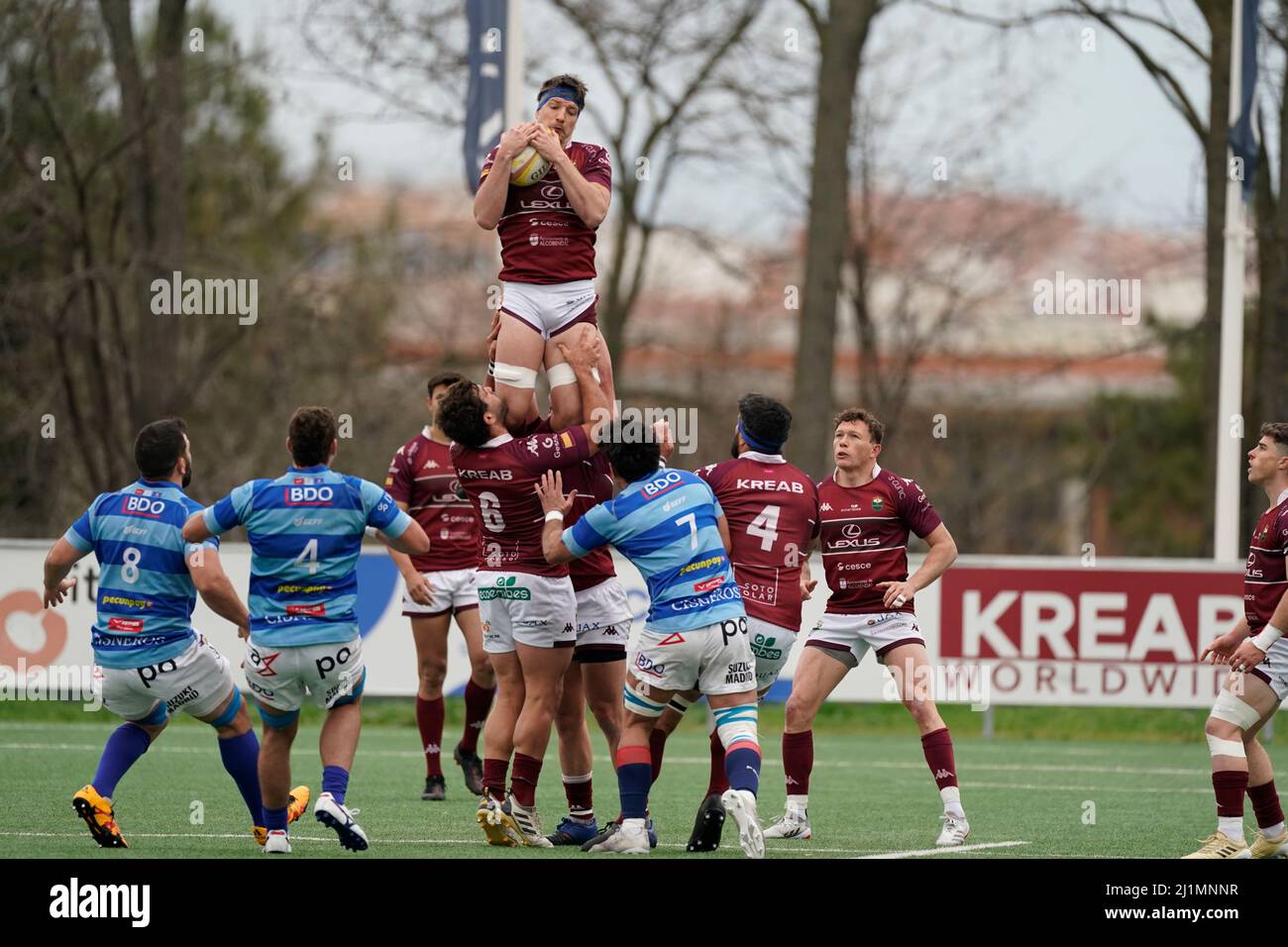Alcobendas, Spain. 26th Mar, 2022. First Division match Lexus Alcobendas  Rugby vs Complutense Cisneros. Played in Las Terrazas Rugby Field,  Alcobendas (Madrid). (Photo by Tomas Calle/Pacific Press) Credit: Pacific  Press Media Production