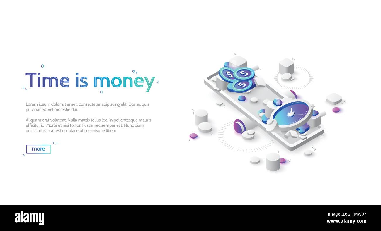 Time and money balance on scale. Time is money business concept. Vector ...